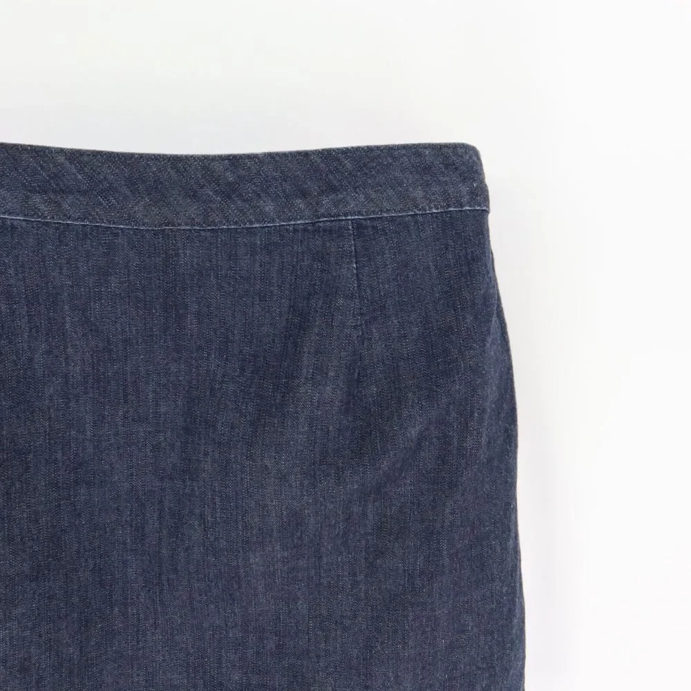 Old Navy Short Pleated Jean Skirt Womens Size 10 Blue Dark‎ Wash Denim Pockets